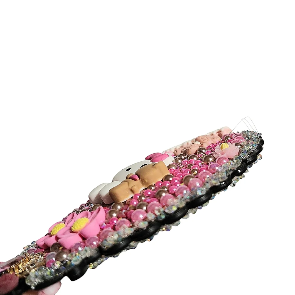 Hello Kitty Handheld Beauty Makeup Mirror Embellished Pink
